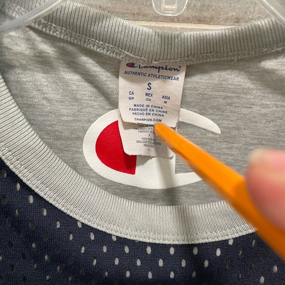 Champion Mens small  Reversible Mesh T-Shirt Double Dry Moisture Navy Blue Gray - Picture 4 of 7